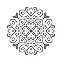 motif vintage linéaire de style victorien en forme de cercle. élément flaral orné pour la conception. décor rond ornemental pour les invitations de mariage, cartes. mandala de contraste traditionnel. conception de vecteur