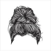 coiffures chignon désordonnées, illustration d'art de ligne vectorielle vecteur