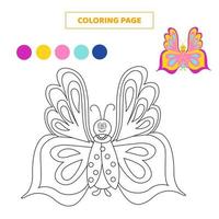 page de coloriage pour les enfants avec un joli papillon. vecteur