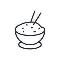 icône de fine ligne élégante d'une assiette de riz sur fond blanc - vecteur