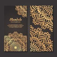 carte d'invitation de mariage de luxe avec motif mandala doré vecteur