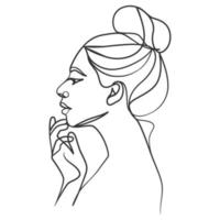 dessin en ligne continu du visage de la femme. portrait de femme d'une ligne vecteur