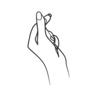 main avec les doigts en forme de coeur en dessin au trait continu vecteur