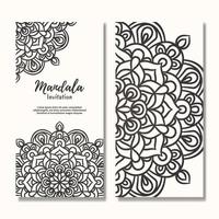 carte d'invitation de mariage vintage avec motif floral mandala vecteur