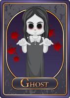 modèle de carte de jeu de personnage de fille fantôme vecteur