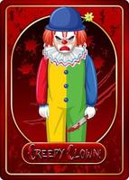 modèle de carte de jeu de personnage de clown effrayant vecteur