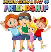 logo de la journée internationale de l'amitié avec des enfants mignons vecteur
