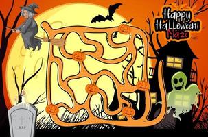 modèle de jeu de labyrinthe joyeux halloween vecteur