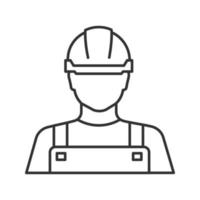 icône linéaire de constructeur. ouvrier du batiment. illustration de la ligne mince. symbole de contour. dessin de contour isolé de vecteur