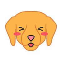 caractère vectoriel kawaii mignon du labrador. chien avec museau souriant. animal rincé aux yeux plissés. chien domestique avec la langue sortie. emoji drôle, autocollant, émoticône. illustration de couleur de dessin animé isolé