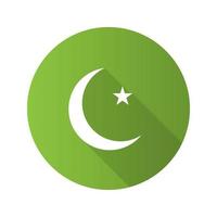 icône de glyphe d'ombre longue étoile et croissant de lune design plat. drapeau ottoman. lune de ramadan. illustration vectorielle silhouette vecteur