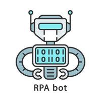 icône de couleur du robot rpa. cyborg programmé. robot logiciel. automatisation robotisée des processus. illustration vectorielle isolée vecteur