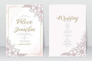 modèle d'invitation de mariage avec décoration de contour floral vecteur