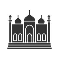 icône de glyphe de mosquée. symbole de la silhouette. culture islamique. lieu de culte musulman. espace négatif. illustration vectorielle isolée vecteur