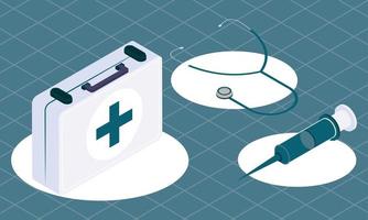 trois icônes de services médicaux vecteur