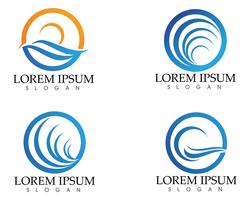 Soleil et eau vague Logo Logo vector illustration design