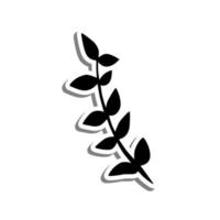 forme de feuilles noires sur silhouette blanche et ombre grise. éléments botaniques pour la décoration, illustration vectorielle. vecteur