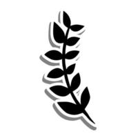 forme de feuilles noires sur silhouette blanche et ombre grise. éléments botaniques pour la décoration, illustration vectorielle. vecteur
