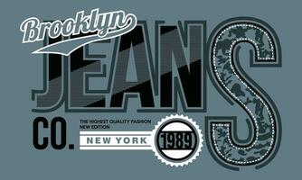 élément de la mode masculine et de la typographie moderne graphique brooklyn jeans design.vector illustration. vecteur
