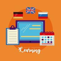 tablette avec apprentissage des langues en ligne vecteur