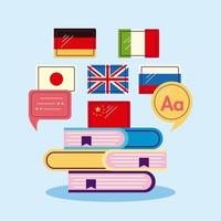 livres avec apprentissage de la langue vecteur