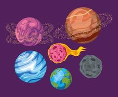 six icônes de l'univers spatial vecteur