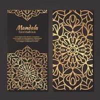 carte d'invitation de mariage de luxe avec motif mandala doré vecteur