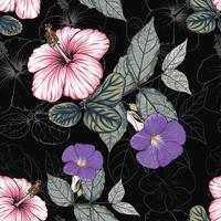 motif floral sans couture fleurs d'hibiscus rose fond abstrait. illustration vectorielle dessin à la main. pour la conception d'impression de tissu. vecteur