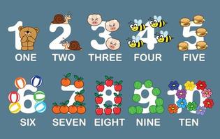 apprendre les nombres à partir de l'illustration et compter les nombres pour les enfants, jeu éducatif et mathématique. vecteur
