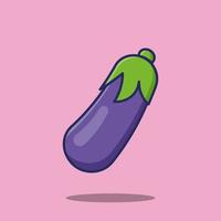 illustration de dessin animé d'aubergine avec remplissage et contour vecteur