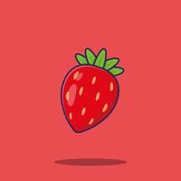 illustration de dessin animé de fraise avec remplissage et contour vecteur