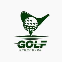 conception de logo royal de sport de golf, modèle de combinaison de bâton de balle et de couronne, illustration vectorielle vecteur
