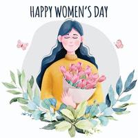 bonne journée des femmes dans un style aquarelle vecteur