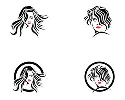 cheveux et logo femme et visage vecteur