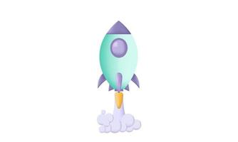 illustration de fusée de vaisseau spatial minimal de style dessin animé 3d réaliste de vecteur