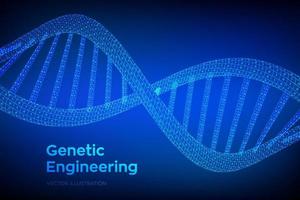 séquence d'adn. concept code binaire génome humain. maille de structure de molécules d'adn numérique filaire. modèle modifiable de code adn d'intelligence artificielle. concept scientifique et technologique. illustration vectorielle.