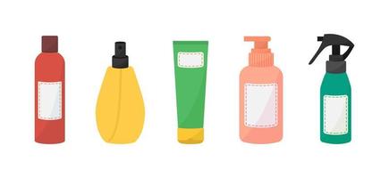 produits de soins capillaires. shampoing, baume, huile capillaire, spray et masque. vecteur