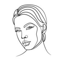 dessin en ligne continu du visage de la femme. portrait de femme d'une ligne vecteur