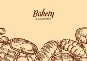 fond de boulangerie vintage avec illustration vectorielle de pain esquissé vecteur