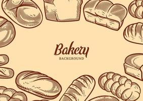 fond de boulangerie vintage avec illustration vectorielle de pain esquissé vecteur