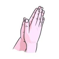 mains en prière illustration dessin vectoriel