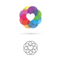 logo d'amour coeur fleur colorée vecteur