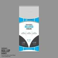 conception de bannière roll up de couleur cyan vecteur