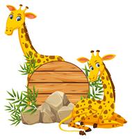 Girafe sur bannner en bois vecteur