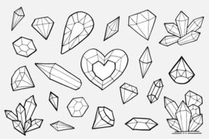 doodle main dessiner ensemble de diamants, illutration vectorielle. vecteur