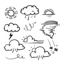 vecteur d'illustration d'icône météo doodle dessiné à la main isolé