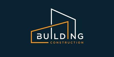 logo de construction pour entreprise de construction avec concept d'art en ligne moderne, modèle de conception, modèle de logo, logo, bannière, vecteur premium