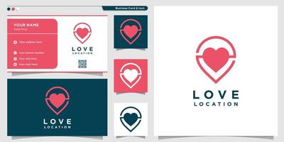 logo d'amour avec concept moderne et modèle de conception de carte de visite vecteur premium