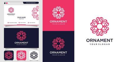 ornement avec fleur à l'intérieur du concept de logo et modèle de conception de carte de visite, luxe, fleur, beauté, ornement, icône vecteur premium