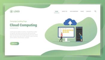 concept de cloud computing pour la page d'accueil du modèle de site web vecteur